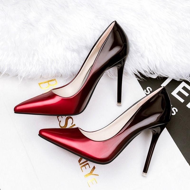 Women Lady Patent Leather Pointed Toe Party Pumps Slim High Heel Stilettos Shoes - My shopping deal