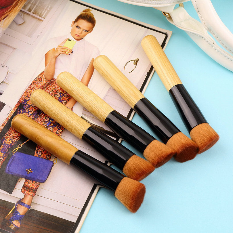 5Pcs/set HOT Oblique foundation brush for blush Universal Make up Brushes Cosmetic set makeup kit tool powder brush wood handle - My shopping deal